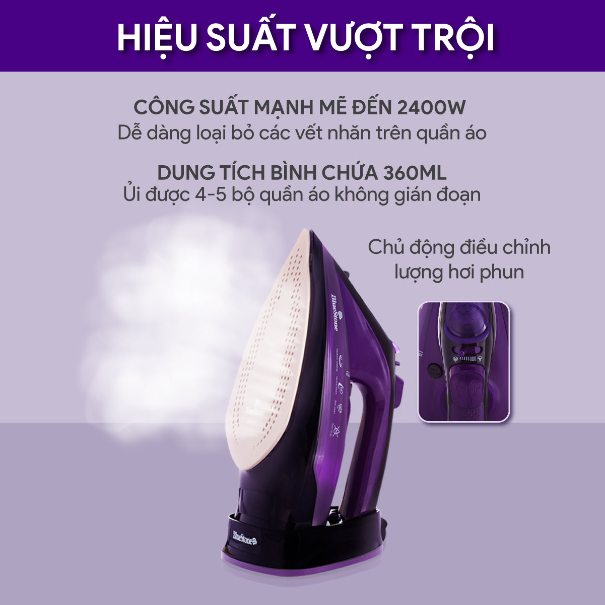 Bàn Ủi Hơi Nước BlueStone SIB-3854 2000W - 2400W Bàn Ủi Hơi Nước BlueStone SIB-3854 2000W - 2400W